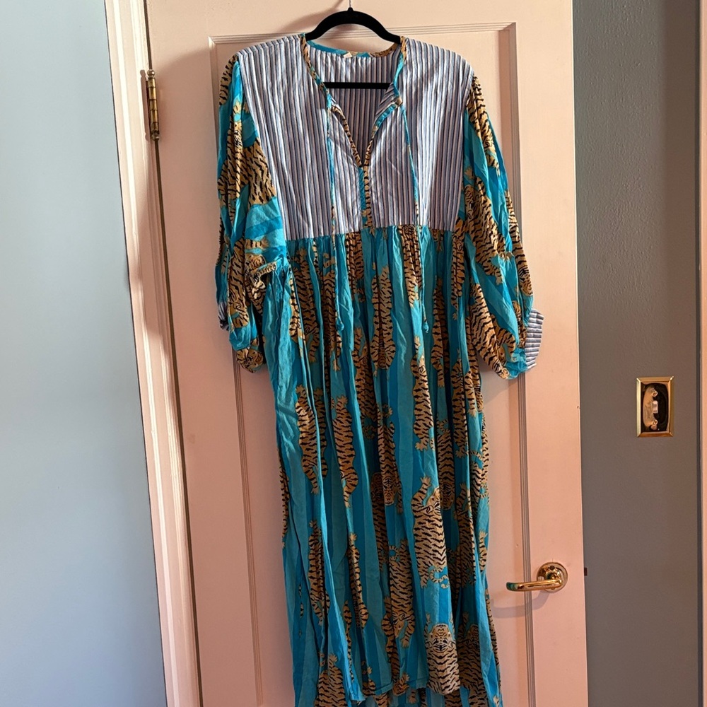 Block Print Cotton Midi Dress